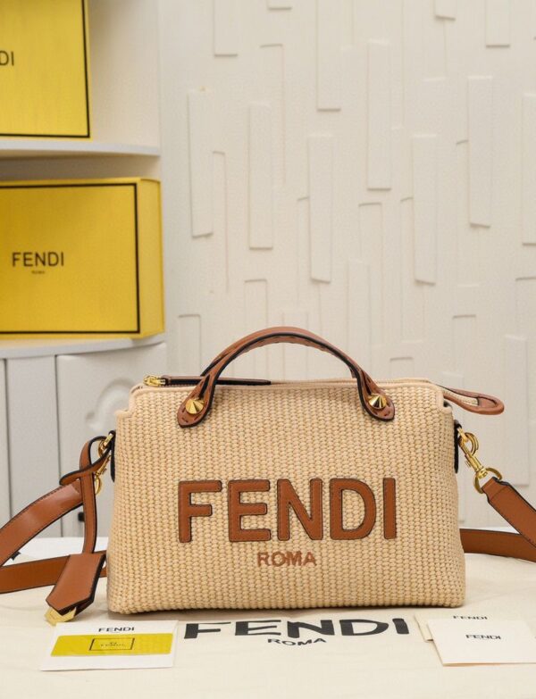 Fendi By The Way Medium Woven Top Handle Bag – Beige & Brown