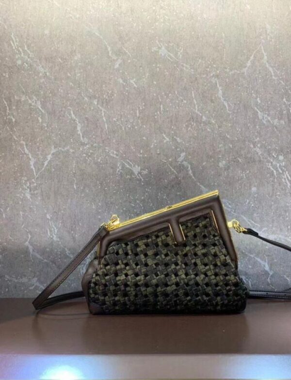 Fendi First Small Woven Leather Clutch Bag