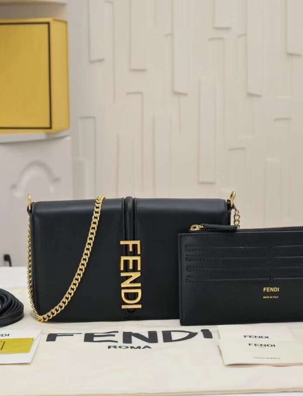 Fendi Fendigraphy Chain Wallet Crossbody Bag Set – Beige
