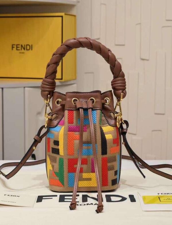 Fendi Mon Tresor Mini FF Canvas Bucket Bag – Multicolor