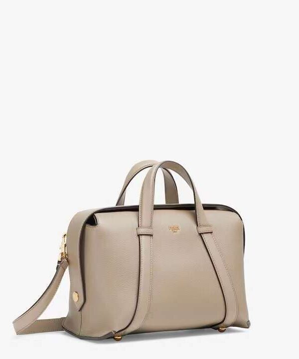 Fendi By The Way Beige Leather Boston Bag – Elegant Everyday Carry