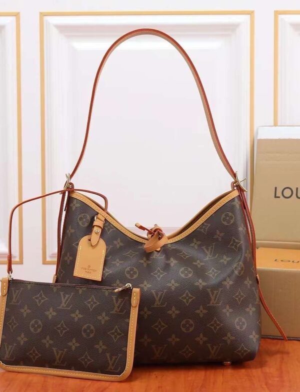 Louis Vuitton CarryAll PM Monogram Canvas Shoulder Bag with Pouch – Brown