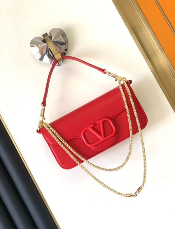 Valentino Garavani VLogo Small Chain Shoulder Bag – Red