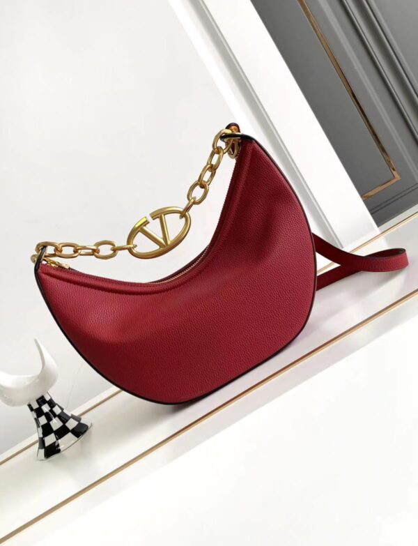 Valentino Garavani VLogo Moon Hobo Shoulder Bag – Burgundy Red
