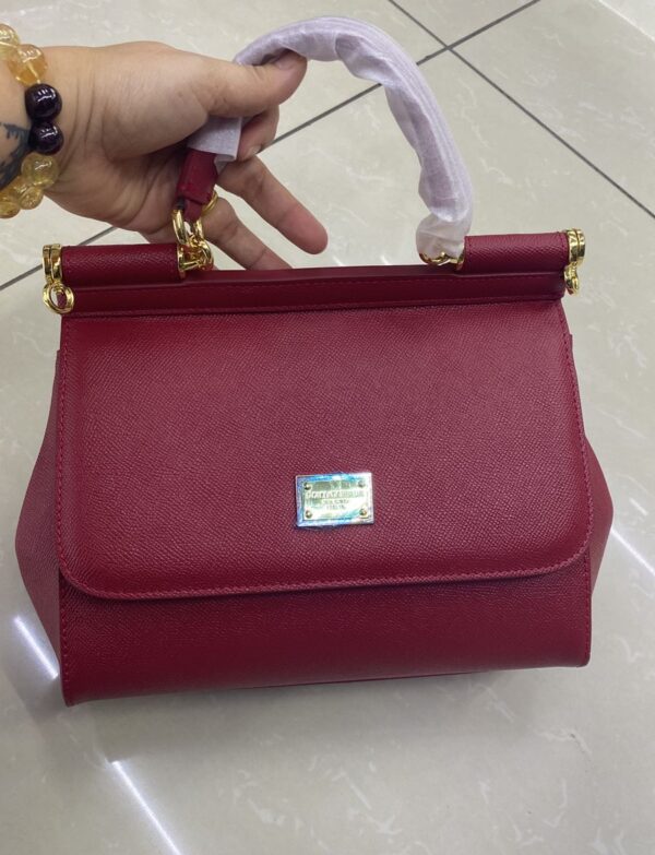 Dolce & Gabbana Sicily Medium Top Handle Bag – Burgundy Red