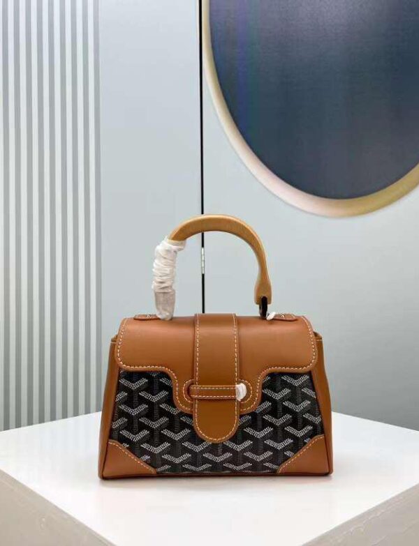 Goyard Saïgon Mini Top Handle Bag – Black Goyardine Canvas & Tan Leather Crossbody