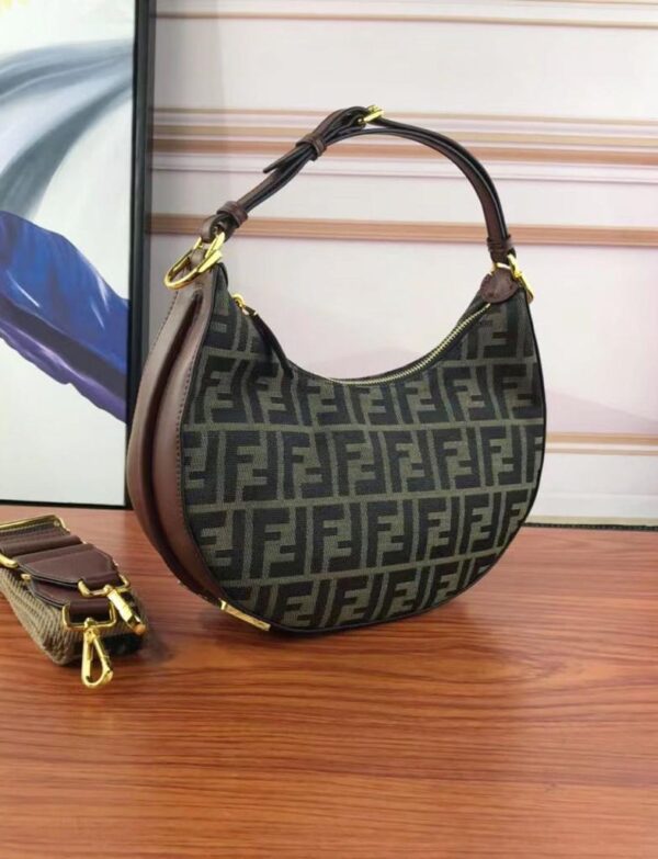 Fendi FF Monogram Crescent Hobo Bag – Canvas Shoulder & Crossbody Bag