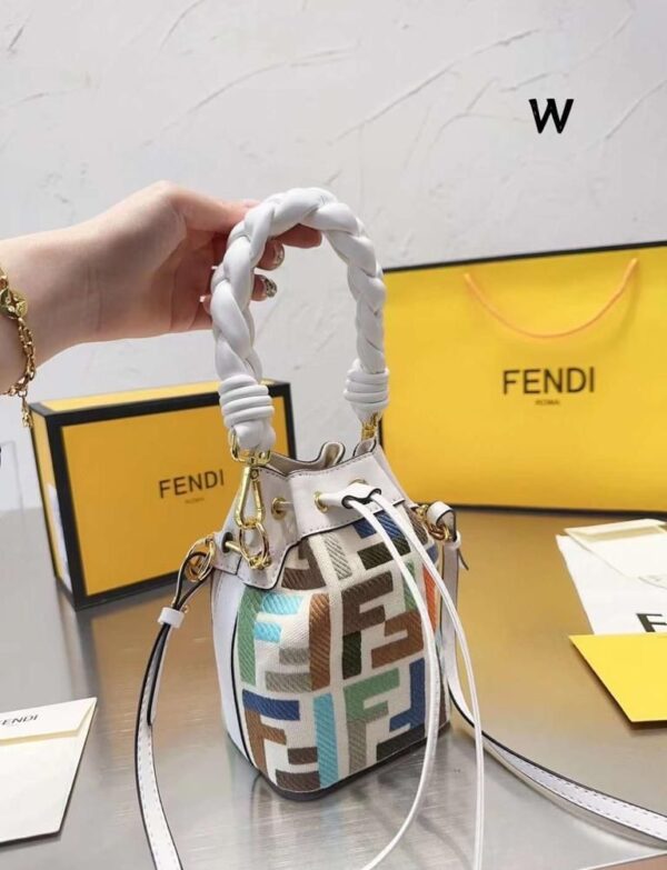 Fendi Multicolor FF Monogram Mini Bucket Bag with Braided Top Handle