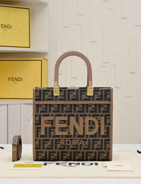 Fendi Sunshine FF Monogram Mini Shopper Tote Bag – Canvas & Leather