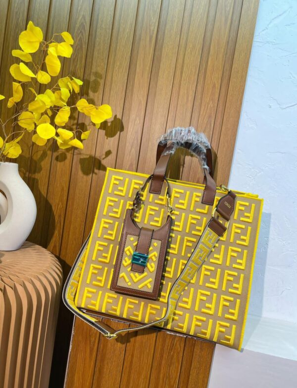 Fendi Sunshine Shopper Tote Bag – Yellow FF Embossed Tote