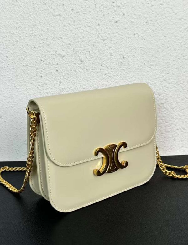 Black Glossy Chain Crossbody Bag – Gold Logo Luxury Shoulder Bag