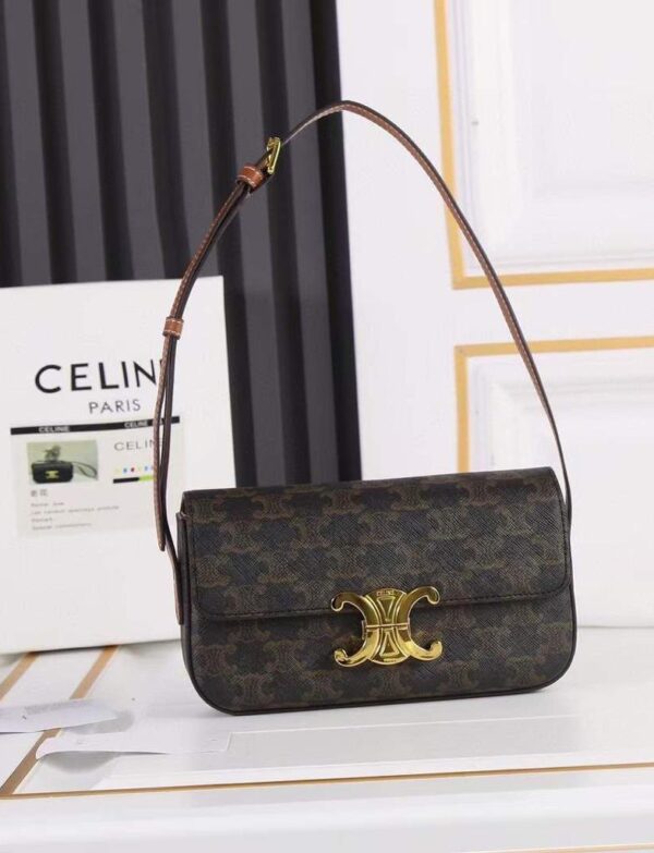 Mini Flap Shoulder Bag – Gold Logo Luxury Baguette Bag