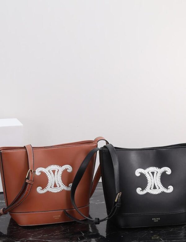 Embroidered Bucket Crossbody Bag – Minimal Luxury Shoulder Bag