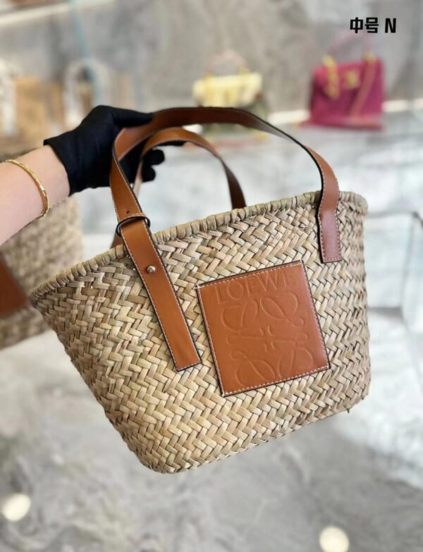 Loewe Paula's Ibiza Basket Bag – Natural Palm Leaf & Tan Leather Bucket Tote