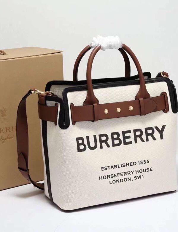 Burberry Freya Canvas Tote Bag – Natural & Brown