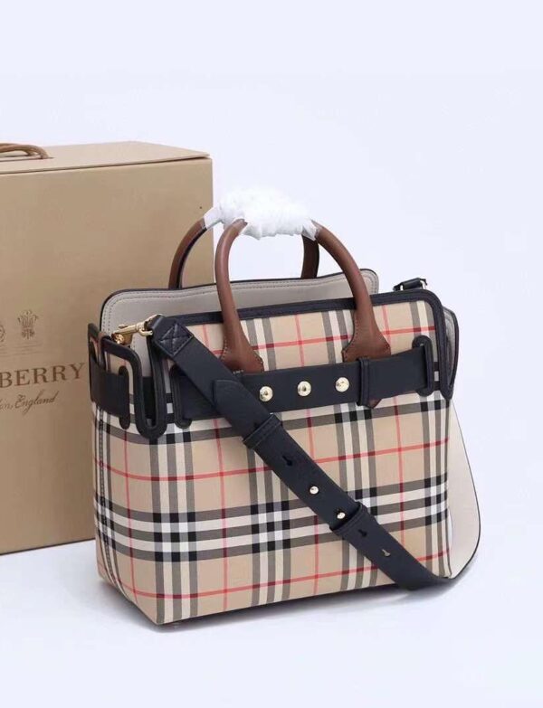 Burberry Vintage Check Mini Belt Tote Bag – Beige