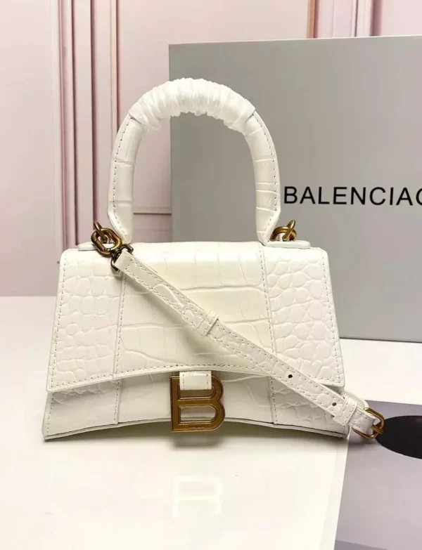Balenciaga Hourglass Mini Bag – Crocodile Embossed Top Handle Handbag