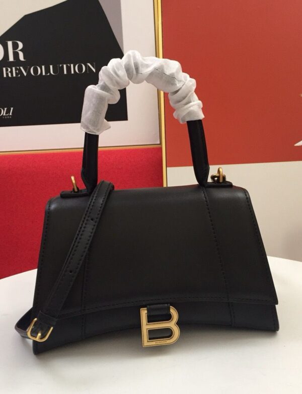 Balenciaga Hourglass Top Handle Bag – Metallic Silver Leather Handbag
