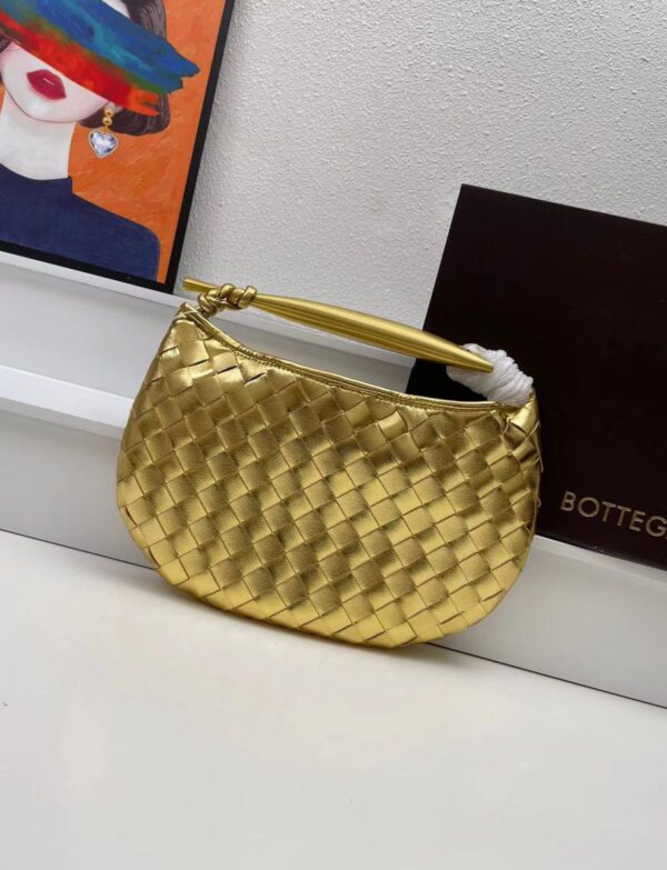 Bottega Veneta Sardine Bag – Metallic Gold Intrecciato Woven Leather Shoulder Bag