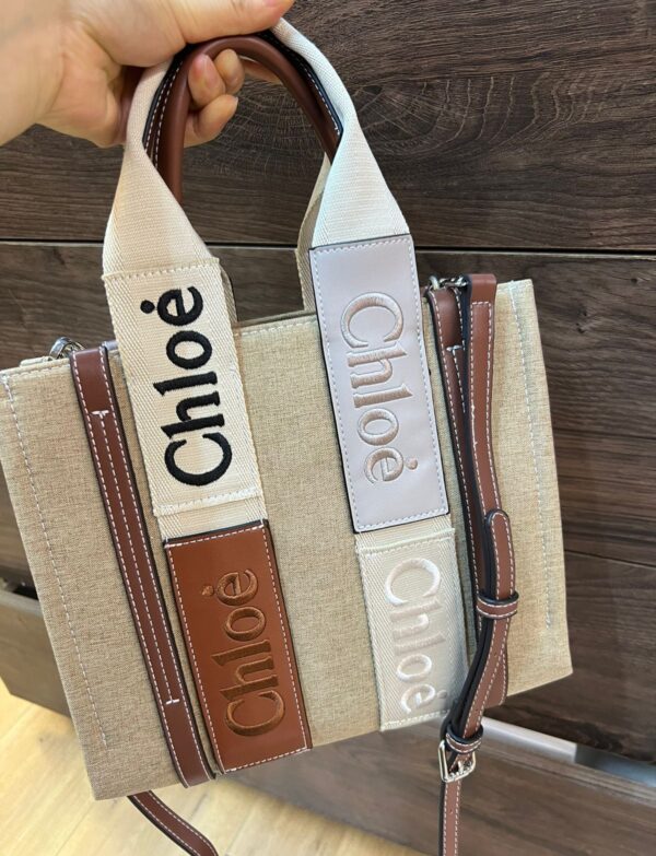 Chloé Woody Mini Linen Tote Bag