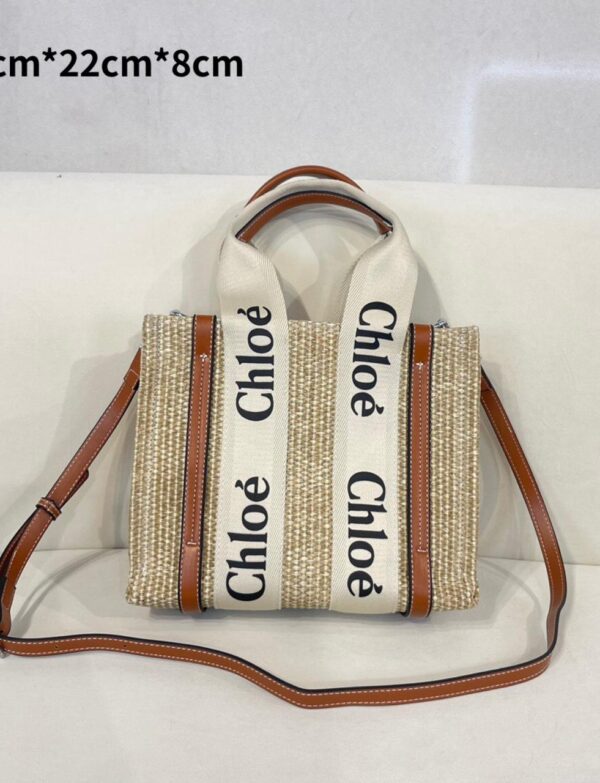 Chloé Woody Mini Raffia Tote Bag – Natural Beige