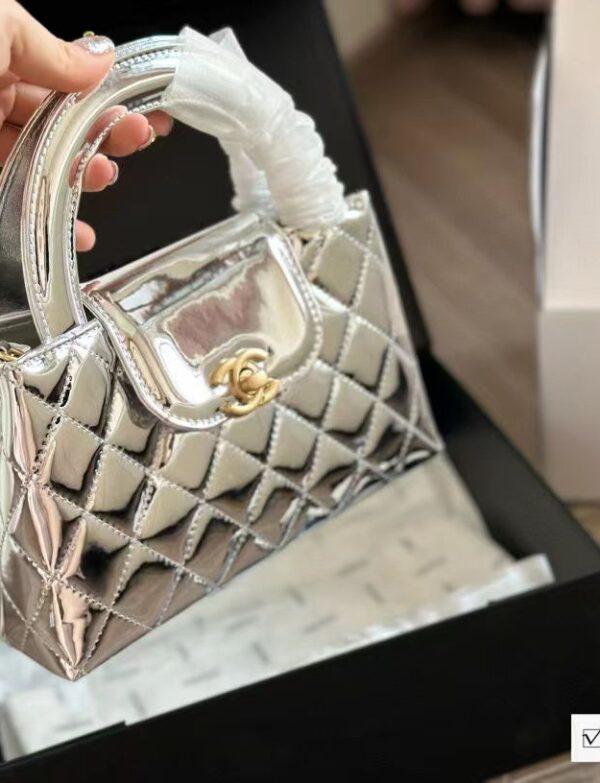 Chanel Silver Metallic Mini Tote Bag – Modern Glamour in Luxe Shine