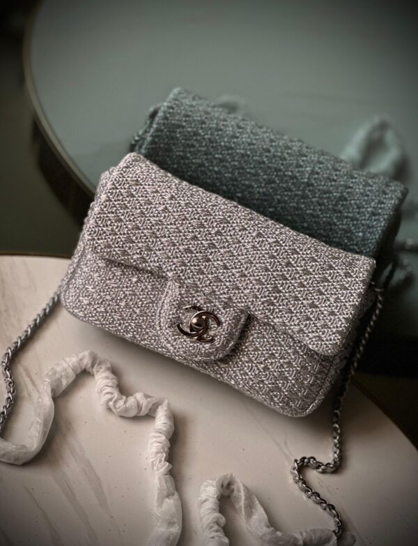 Chanel Silver Tweed Mini Flap Bag – Elegant Sparkle in Timeless Style