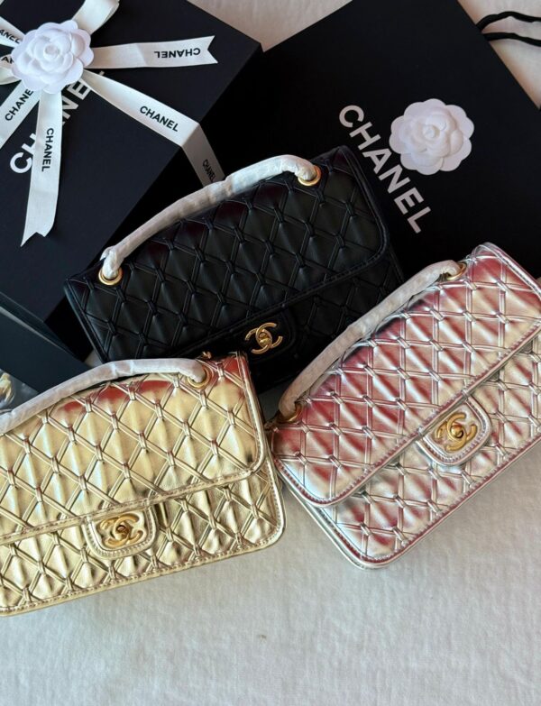 Chanel Metallic Top Handle Flap Bag – Glamorous Luxury in Signature Style