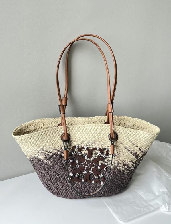 Loewe Anagram Gradient Raffia Tote Bag – Natural & Espresso Woven Shoulder Shopper