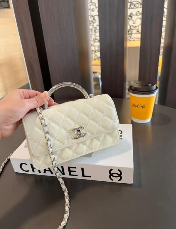 Chanel Ivory Top Handle Mini Flap Bag – Elegant Luxury in Classic White